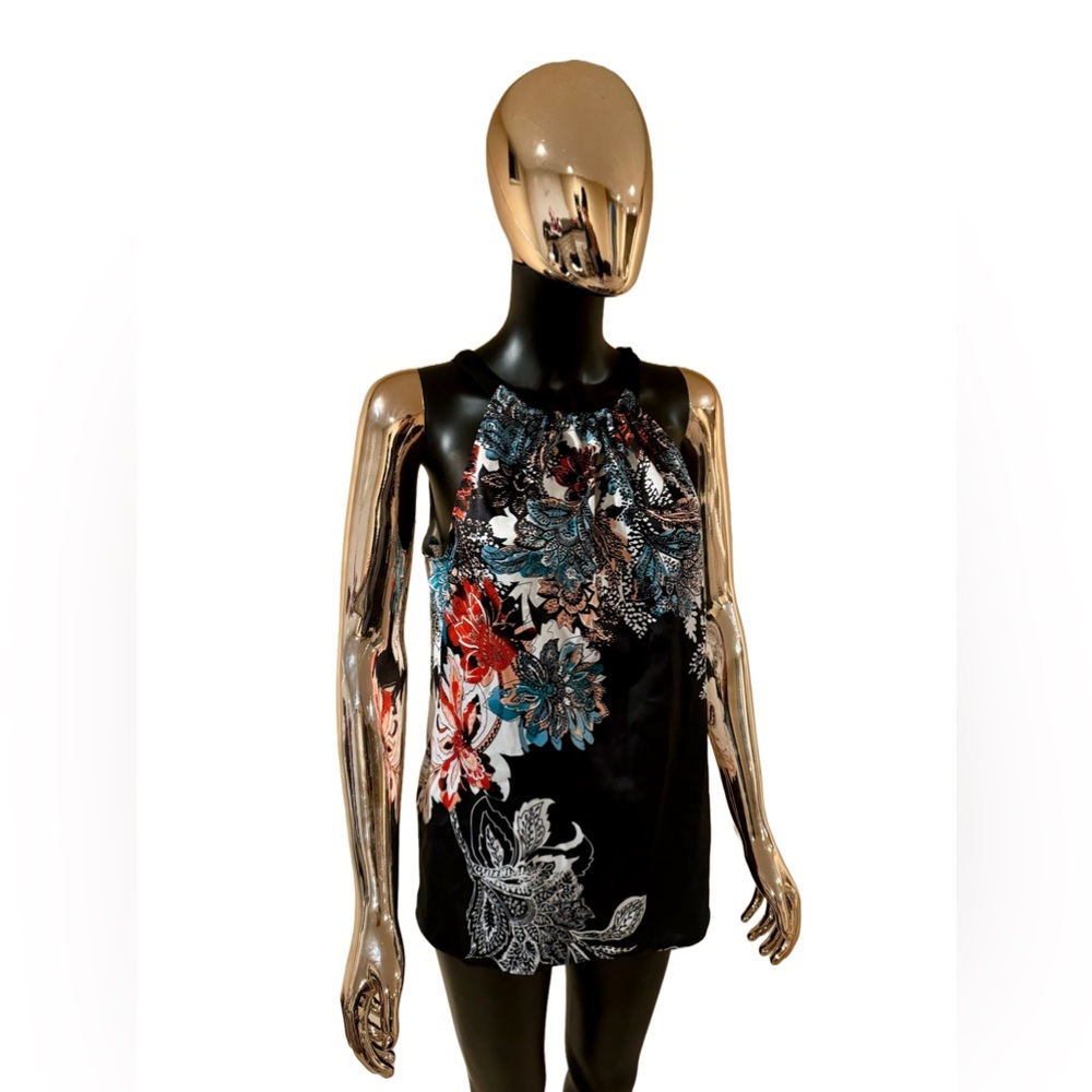 TAHARI | Silk Floral High Neck Halter Top